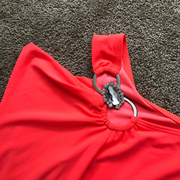 NWT Bright Orange One Sleeve Dress - Picture 4 of 4